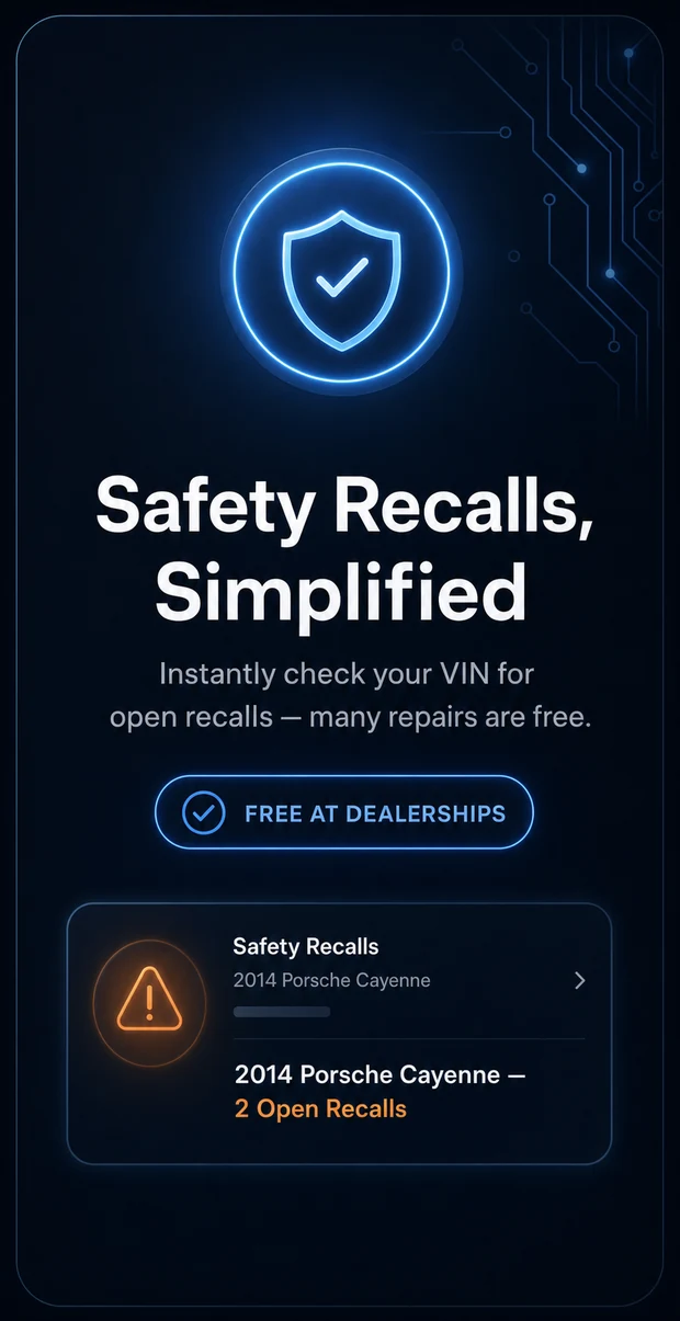 Recalls de seguridad de un Porsche Cayenne 2014 — campañas reales, reparaciones gratis en la agencia.